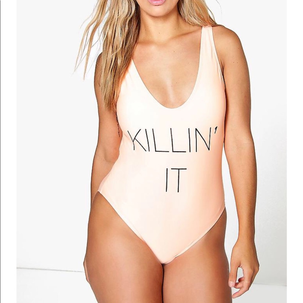 Peach one piece bathing suit NWT